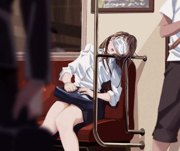 【籠原】電車の中で寝てしまっている女子の二次エロ画像【小金井】【1】