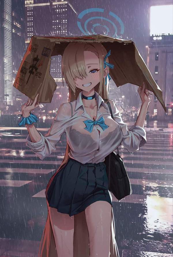 【傘忘れた】ゲリラ豪雨のせいでずぶ濡れになった女子達の二次エロ画像【2枚目】