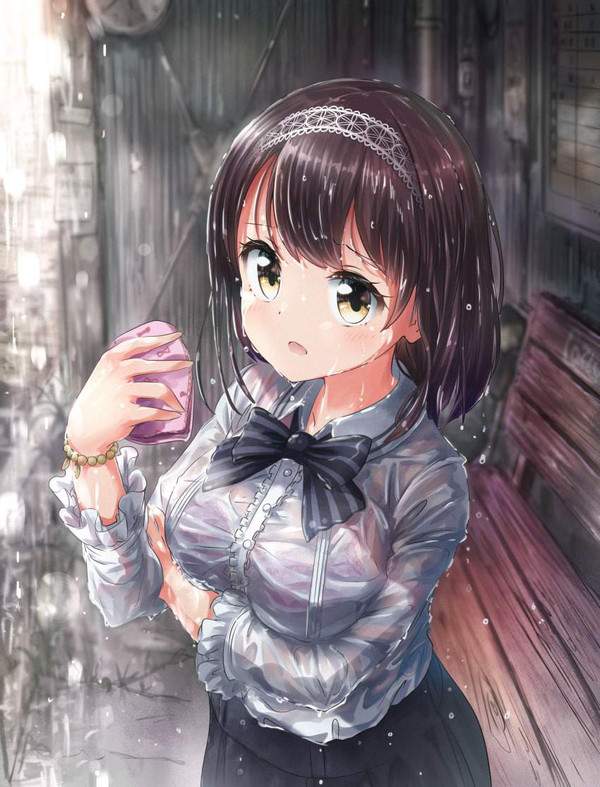 【傘忘れた】ゲリラ豪雨のせいでずぶ濡れになった女子達の二次エロ画像【31枚目】