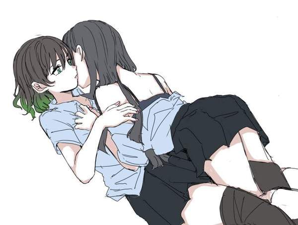 【百合】女子の首筋にキスする女子の二次エロ画像【33枚目】