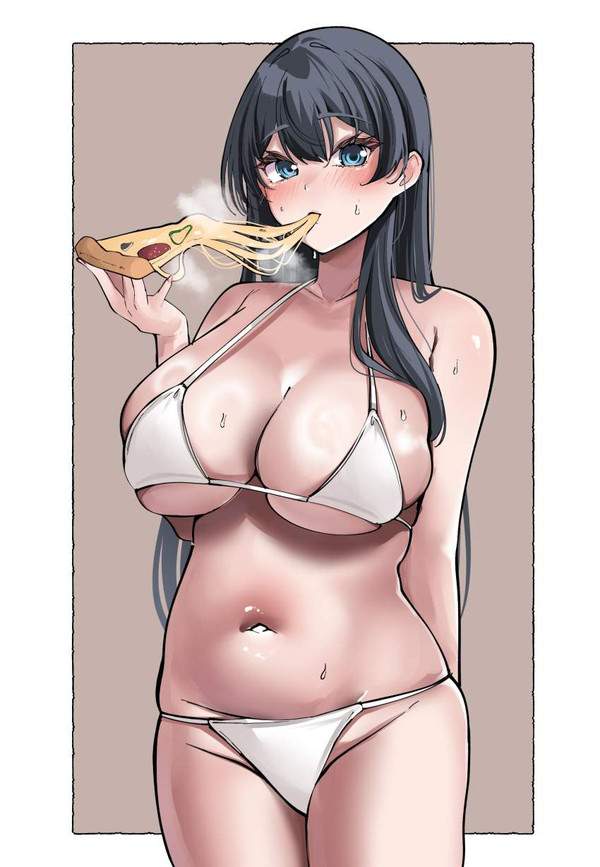 【一人暮らしあるある】ブラジャー＆パンティー姿でご飯食ってるズボラ女子の二次エロ画像【18枚目】