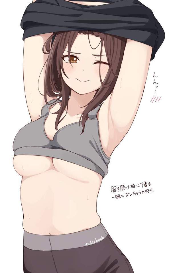 【乳首解放３秒前】下乳まで見えてる脱ぎかけ二次エロ画像【3枚目】