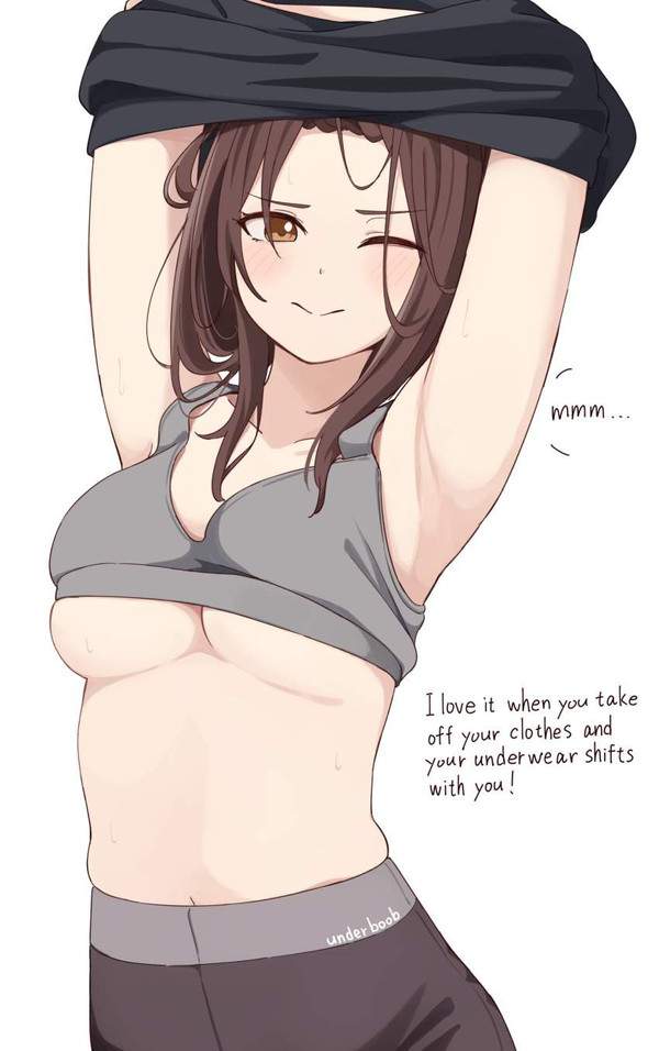 【乳首解放３秒前】下乳まで見えてる脱ぎかけ二次エロ画像【14枚目】