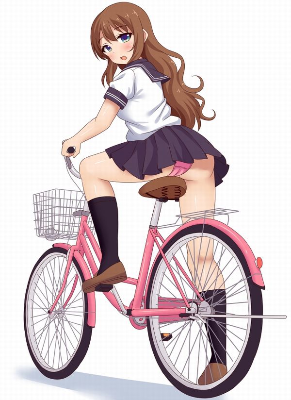 【通勤・通学】自転車パンチラの二次エロ画像
