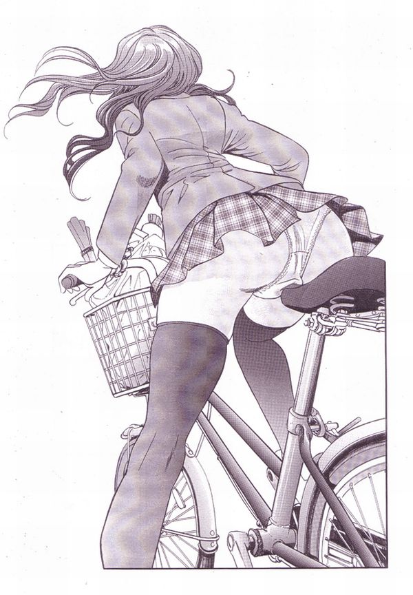 【通勤・通学】自転車パンチラの二次エロ画像【18】