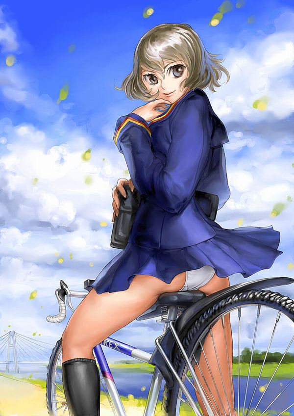 【通勤・通学】自転車パンチラの二次エロ画像【34】