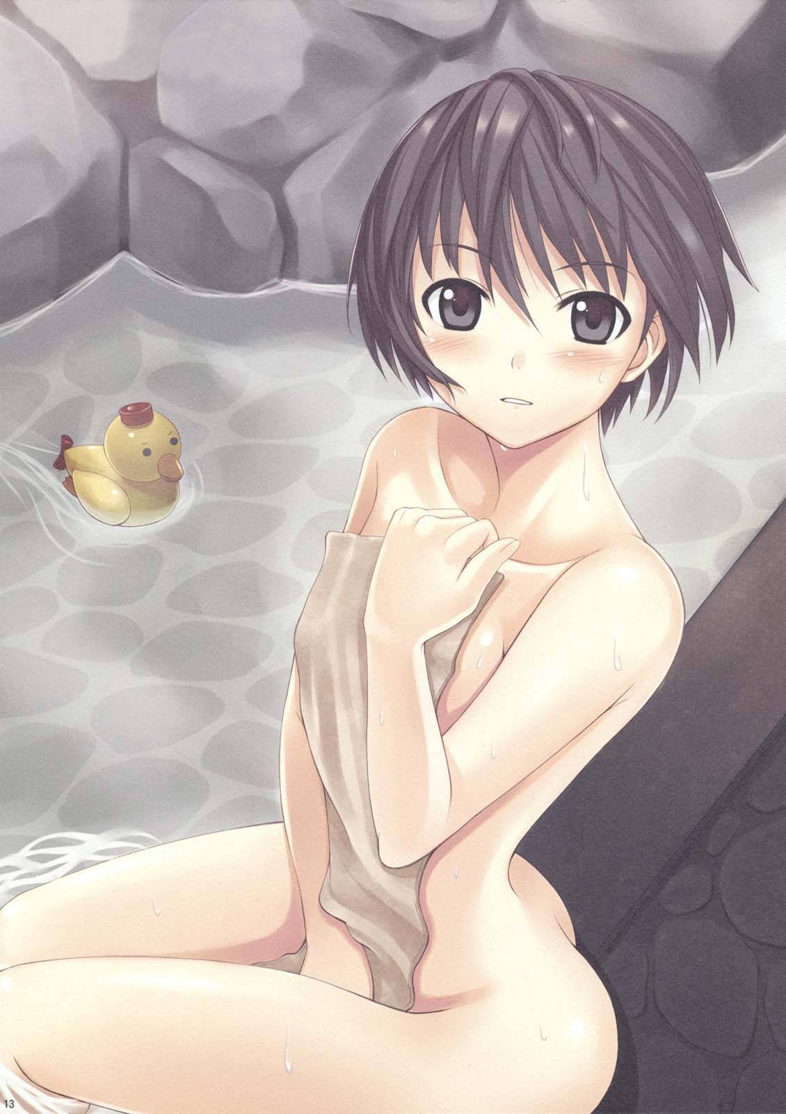 【モヤモヤする】タオルで上手いこと一番見たい部分を隠してる二次お風呂・温泉エロ画像【2】