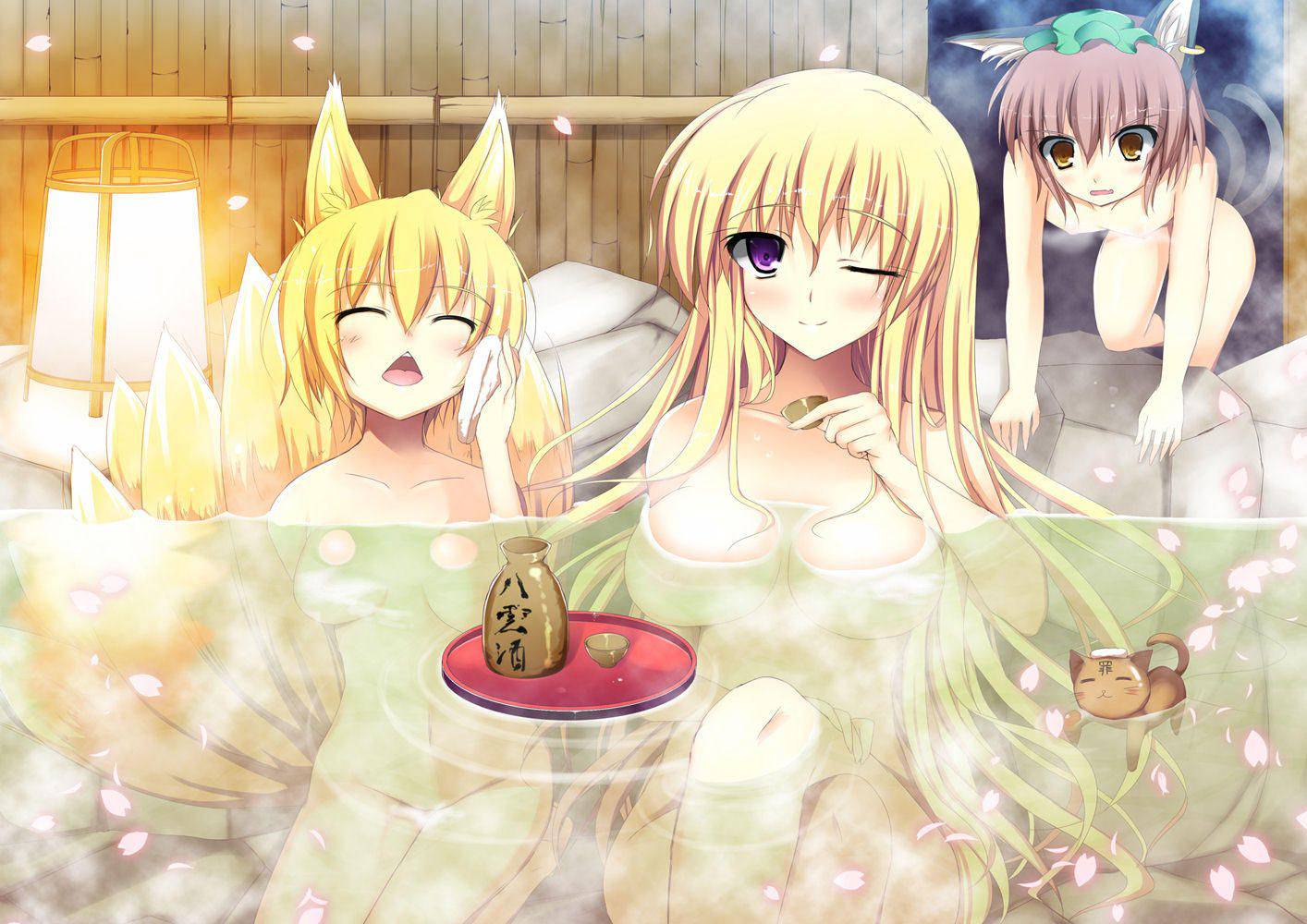 【君でずっとシコりたい】桜の花を見ながらお湯に使ってる女子達の二次温泉エロ画像【11】