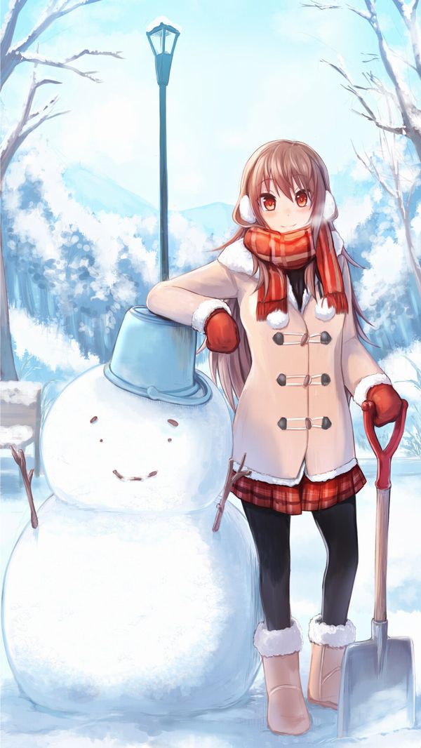 【冬の風物詩】雪だるま作ってる女子達の二次画像【8】