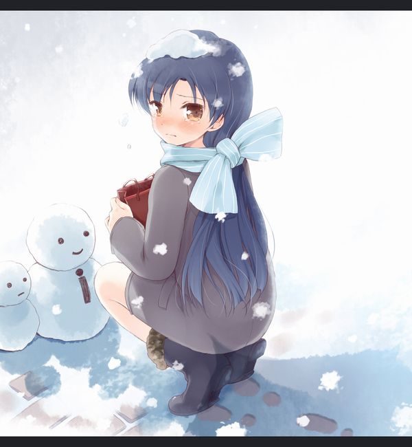 【冬の風物詩】雪だるま作ってる女子達の二次画像【35】