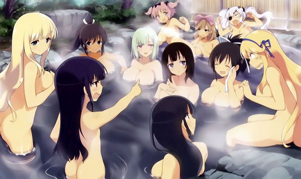 【眼福】温泉にて入浴中な女の子達の二次エロ画像【14】