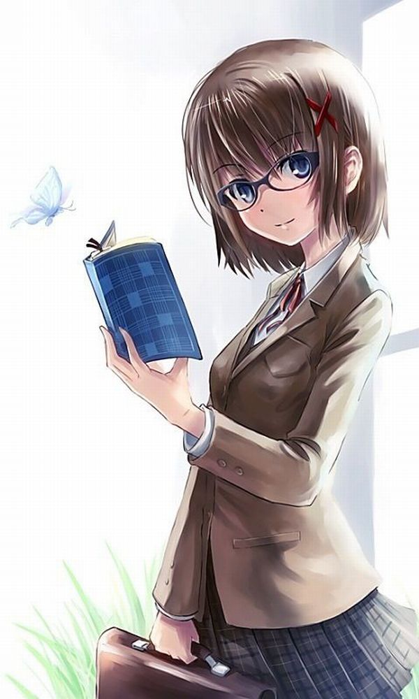 【非エロ】メガネの美少女が本を読んでる二次画像【10】