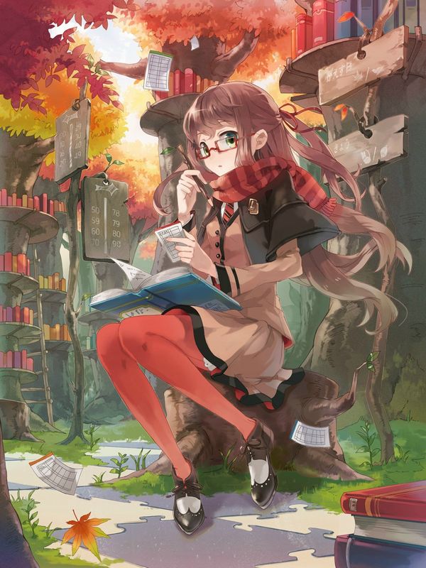 【非エロ】メガネの美少女が本を読んでる二次画像【13】