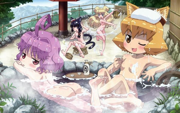 【のぼせそう】温泉に漬かりながらお酒を嗜む女子達の二次エロ画像【26】