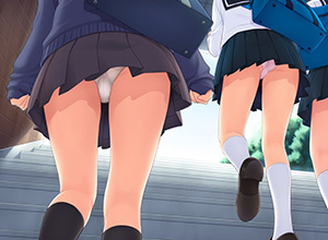 【女子校の床になりたい】女子高生のパンツをローアングルで観察する二次エロ画像
