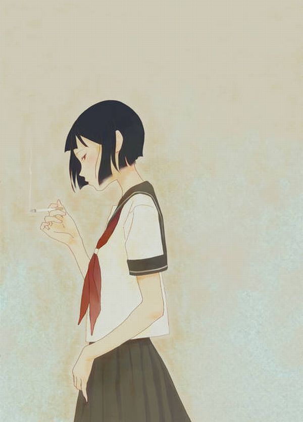 【ちょっと一服】タバコ吸ってる女の子の二次画像 【13】