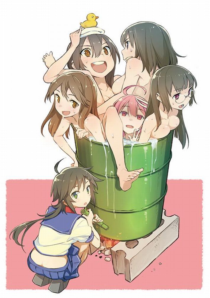 【キャンプの定番】ドラム缶風呂に入ってる女子達の二次エロ画像【3】