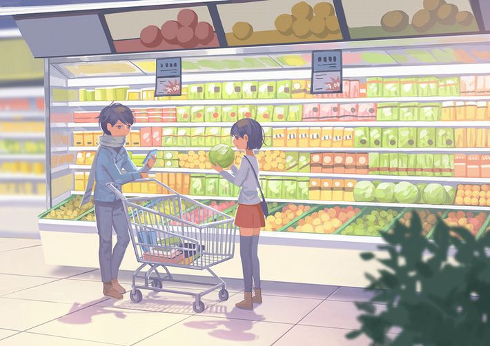 【最近野菜が高いよね？】スーパーで買い物してる女の子達の二次画像【12】