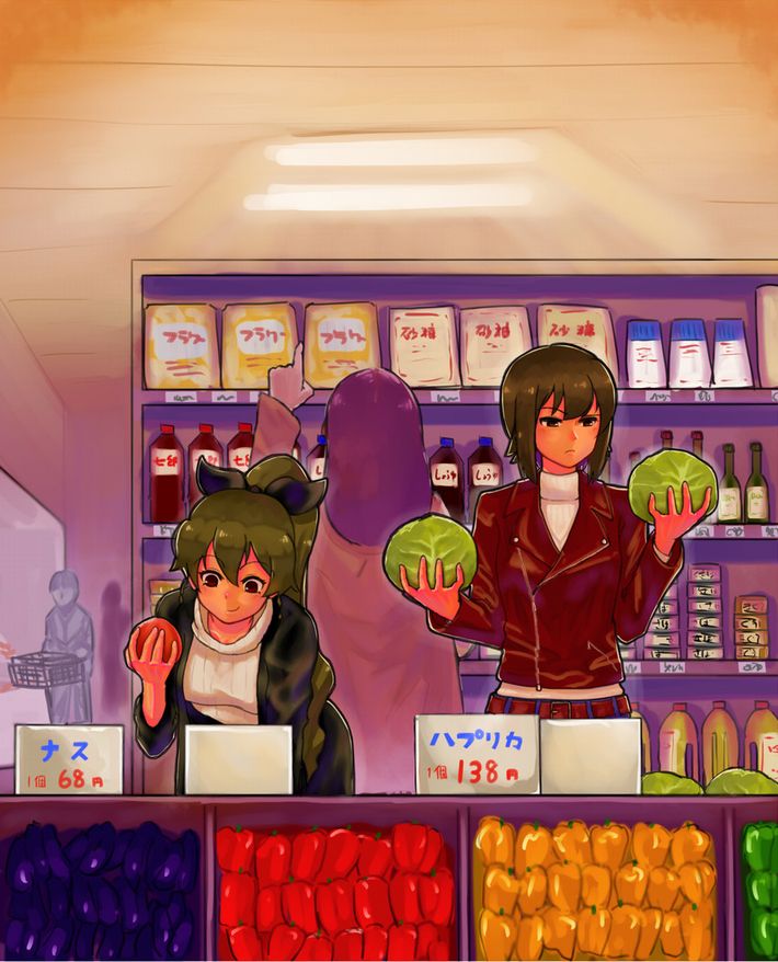 【最近野菜が高いよね？】スーパーで買い物してる女の子達の二次画像【29】