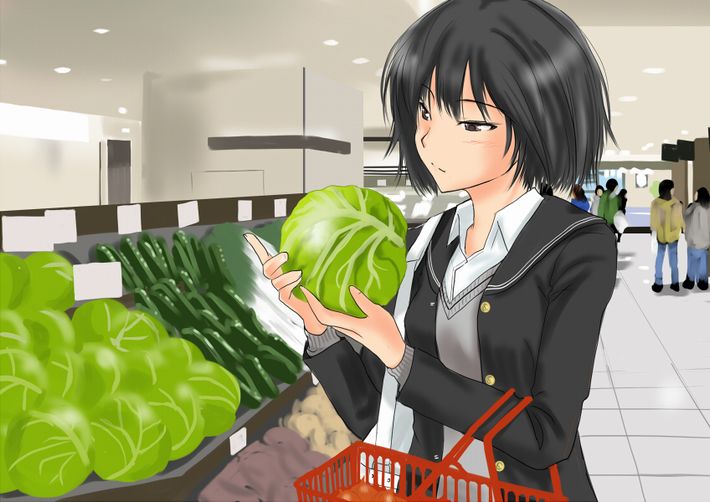 【最近野菜が高いよね？】スーパーで買い物してる女の子達の二次画像【34】