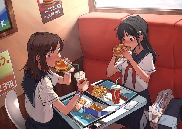 【ノーノー】ハンバーガー食べてる女の子達の二次画像【ヘンブゥーグゥ～】【8】