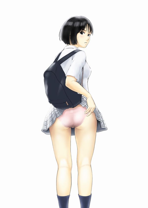 【不覚】バッグにスカートが引っかかってパンチラしてる二次エロ画像【8】