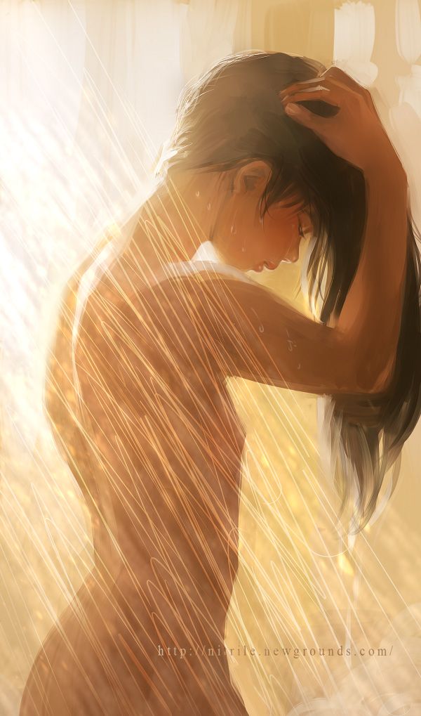 【湯船には入らない派】立ってシャワーを浴びる女子達の二次エロ画像【4】