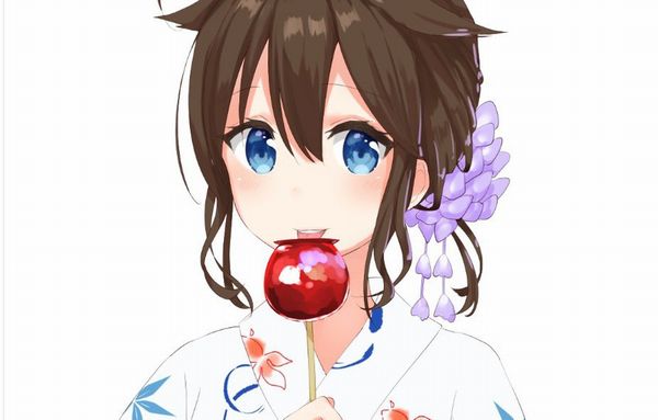 【夏祭りの定番】りんご飴食べてる浴衣姿な女の子達の二次画像【39】