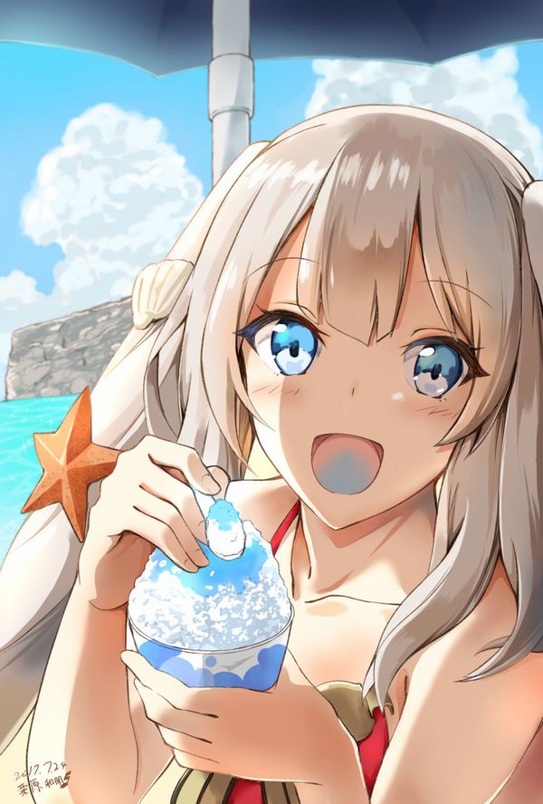 【俺はスイ】真夏の海でカキ氷食べてる水着女子達の二次画像【24】