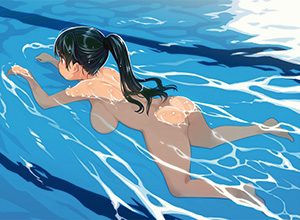 【そうか…脱げばいいんだ】女の子が全裸で泳いでる二次エロ画像