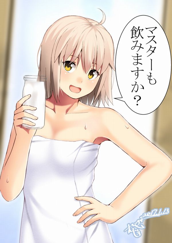 【風呂上り】ビン入り牛乳飲んでる女子達の二次エロ画像【26】