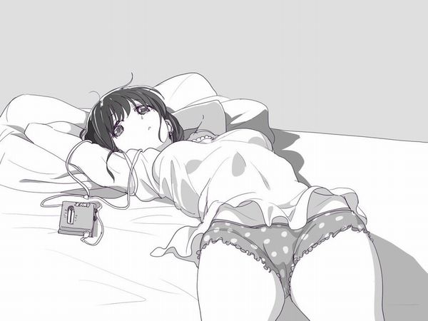 【女子の私生活】パンツ丸出しでベッドでくつろぐ女子立ちの二次エロ画像【23】