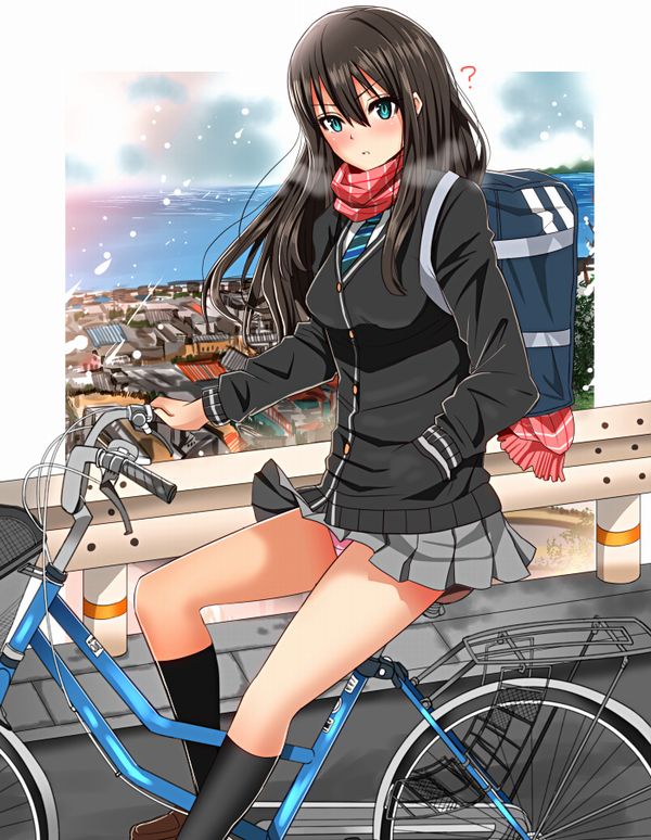 【二次】登下校中な女子高生達の自転車パンチラ画像【9】