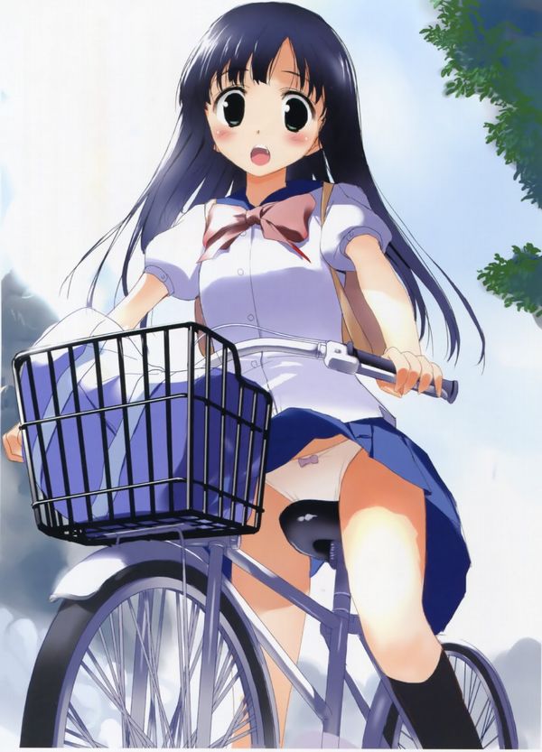 【二次】登下校中な女子高生達の自転車パンチラ画像【22】