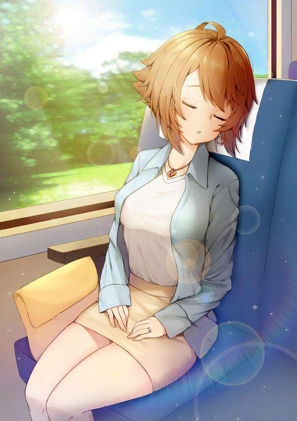 【寝てるフリして】電車内パンチラの二次エロ画像【覗いてみよう】【37】