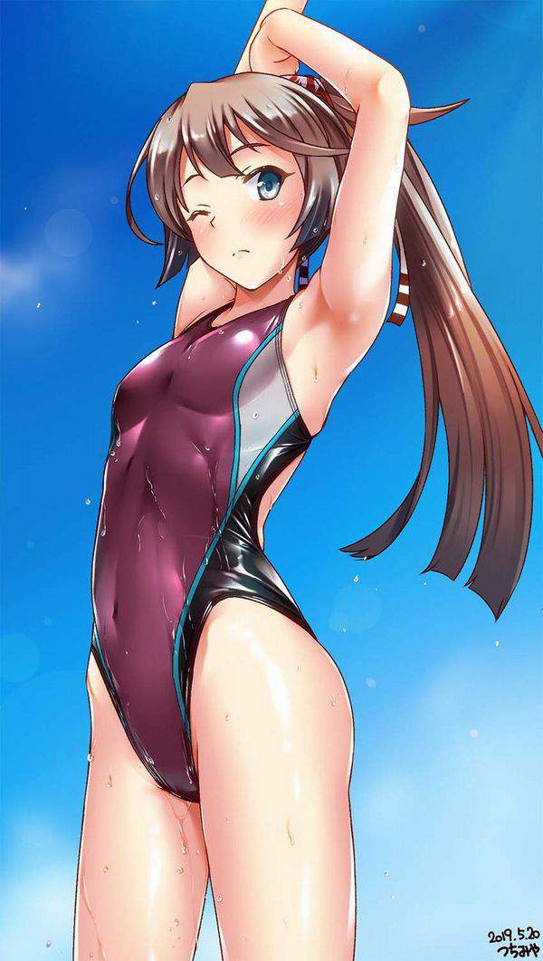 【【肌に密着】水が滴る競泳水着の二次エロ画像【24】