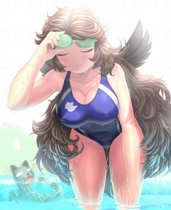 【【肌に密着】水が滴る競泳水着の二次エロ画像【37】