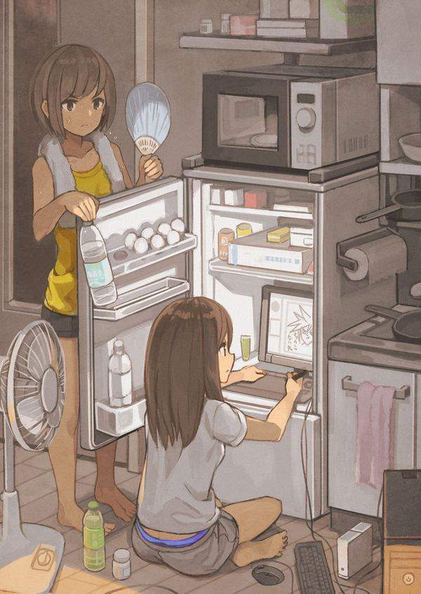 【漂う生活感】冷蔵庫を覗く女子達の二次エロ画像【40】