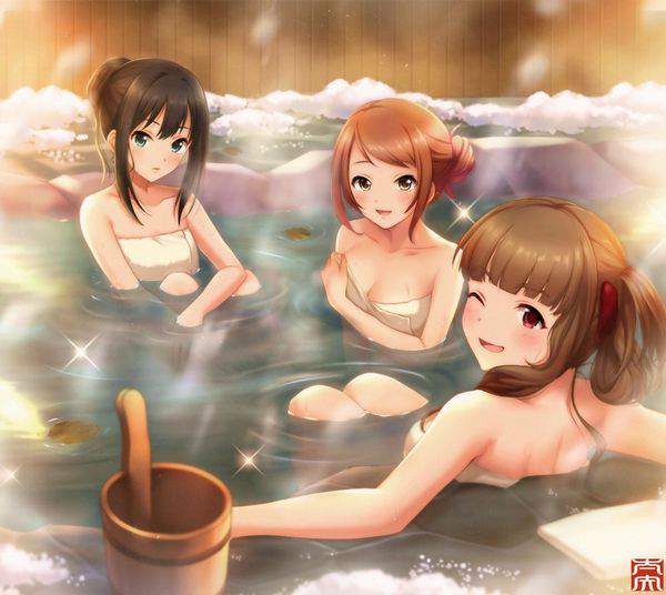 【冬の醍醐味】雪が降る中、露天風呂を楽しむ女子達の二次エロ画像【32】