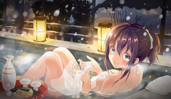 【冬の醍醐味】雪が降る中、露天風呂を楽しむ女子達の二次エロ画像【39】