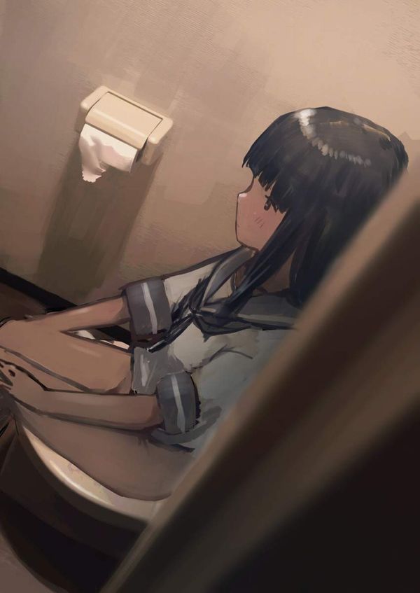 【日常の１コマ】女の子が普通にトイレでオシッコもしくはウンコをしてる二次エロ画像【14】