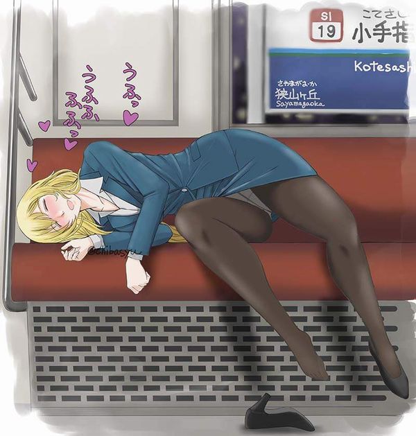 【お疲れ】電車内で寝ちゃってる女子達の二次画像【1】