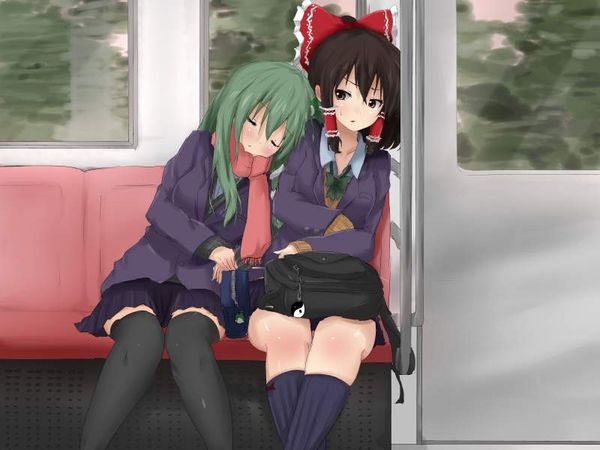 【お疲れ】電車内で寝ちゃってる女子達の二次画像【28】
