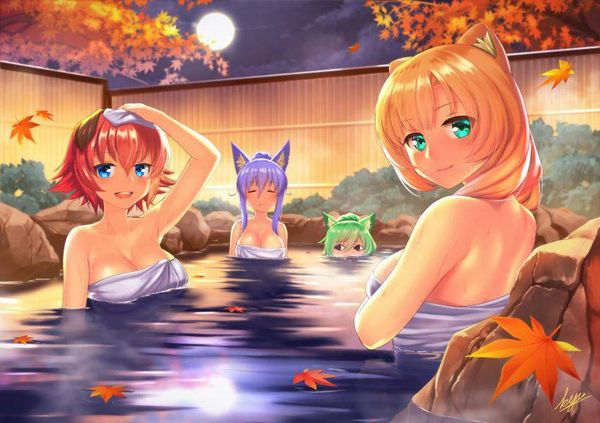 【風流】紅葉を眺めつつ露天風呂を楽しむ女子達の二次エロ画像【31】