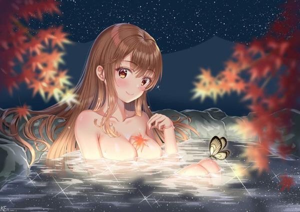【風流】紅葉を眺めつつ露天風呂を楽しむ女子達の二次エロ画像【39】