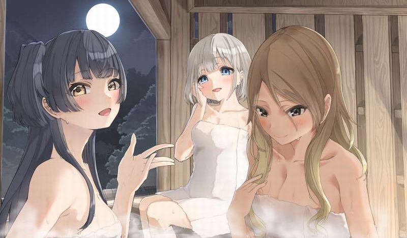 【女性Youtuberの入浴風景】バスタオル巻いて温泉に漬かる女子達の二次エロ画像【33】