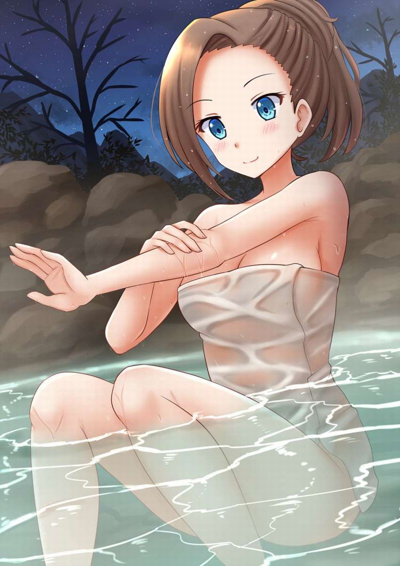 【女性Youtuberの入浴風景】バスタオル巻いて温泉に漬かる女子達の二次エロ画像【38】