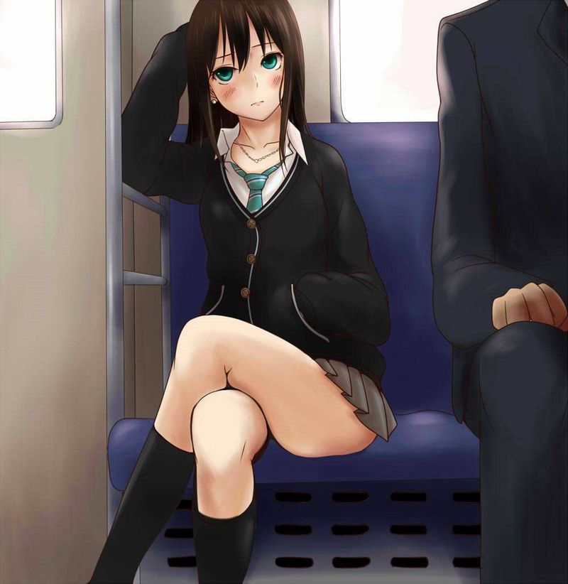 【チラ見不可避】電車で向かいの座席に女子高生が！！な、二次エロ画像【33】