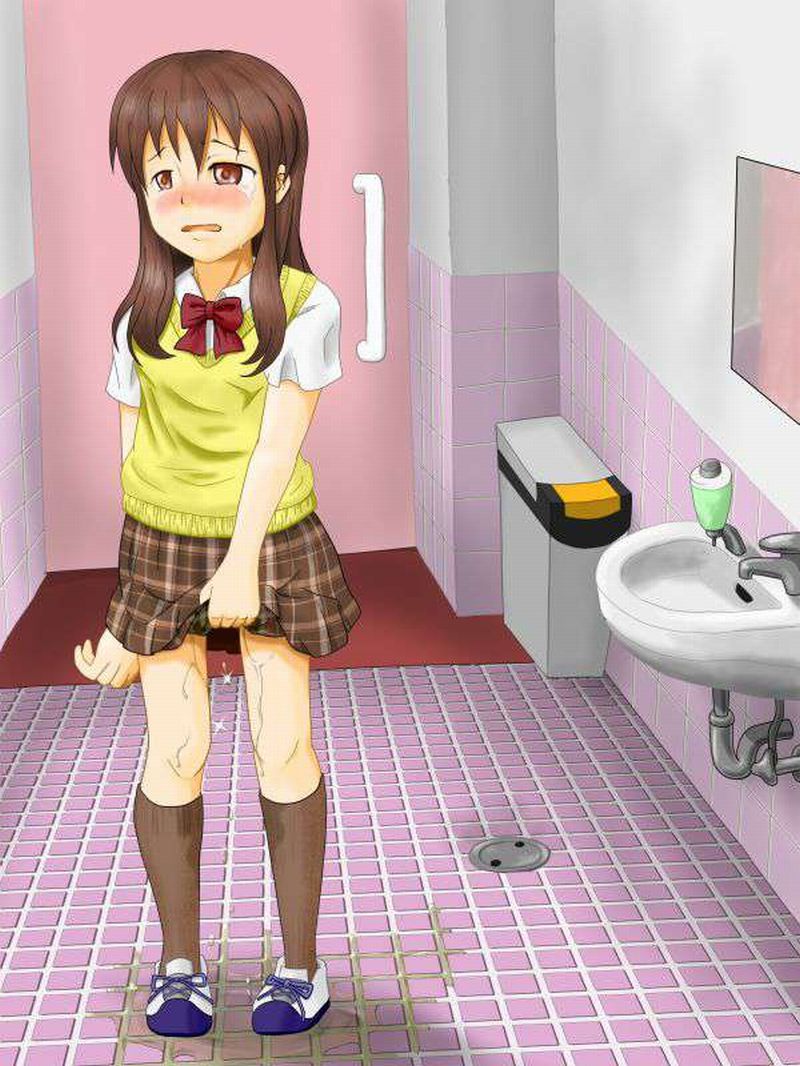 【ギリアウト】トイレのドア前or便器前でションベン漏らした女子達の二次エロ画像【9】