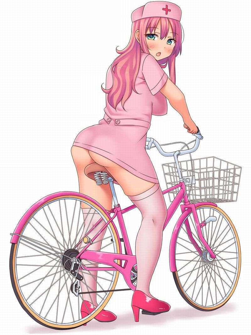 【はいてない！】ノーパンで自転車に乗るクレイジーな女子達の二次エロ画像【8】